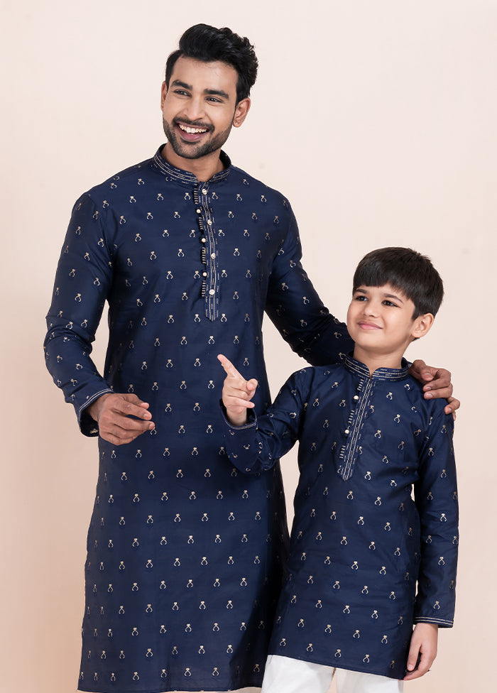 2 PC Blue Cotton Father And Son Combo