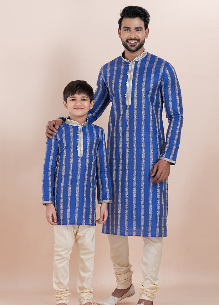 2 PC Blue Cotton Father And Son Combo