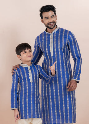 2 PC Blue Cotton Father And Son Combo