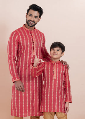 2 PC Red Cotton Father And Son Combo