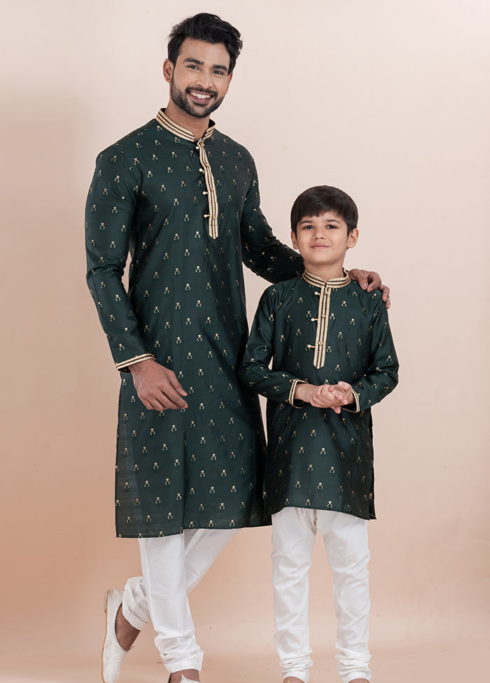 2 PC Green Cotton Father And Son Combo