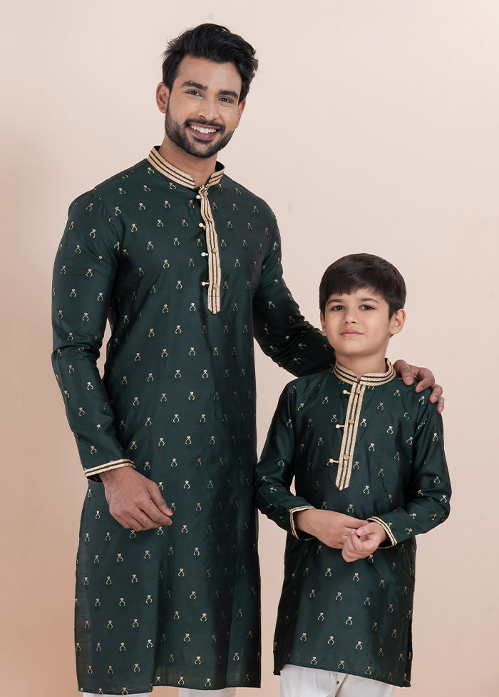2 PC Green Cotton Father And Son Combo