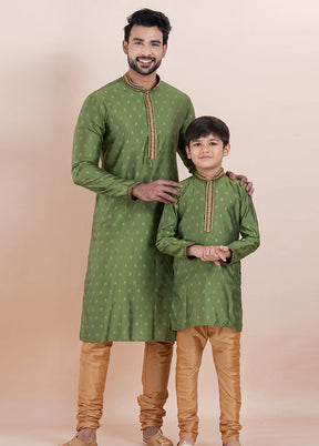 2 PC Green Silk Father And Son Combo