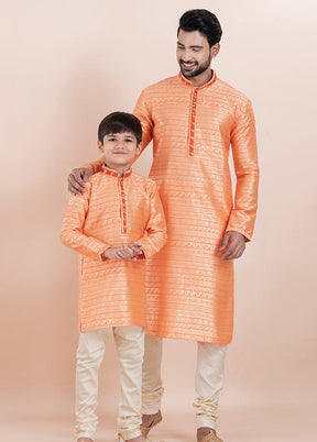 2 PC Orange Silk Father And Son Combo