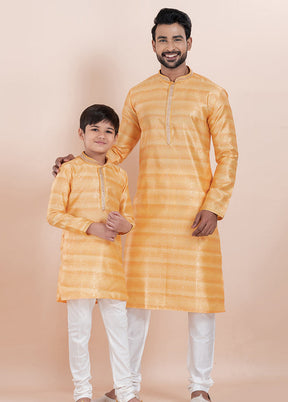 2 PC Orange Cotton Father And Son Combo