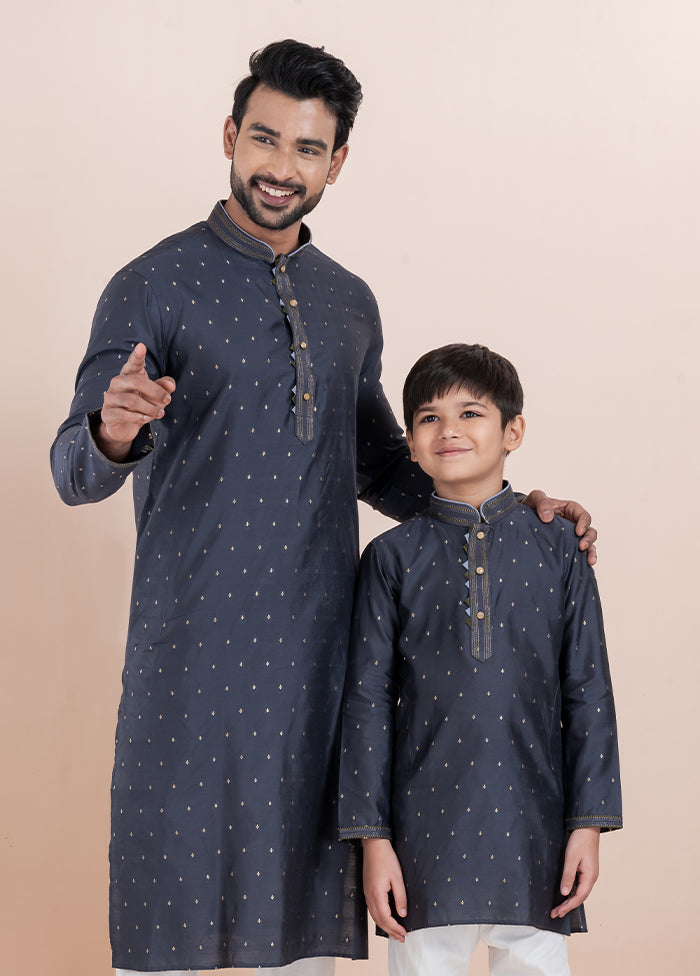 2 PC Blue Cotton Father And Son Combo