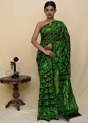 Green Woven Tant Jamdani Saree Without Blouse - Indian Silk House Agencies