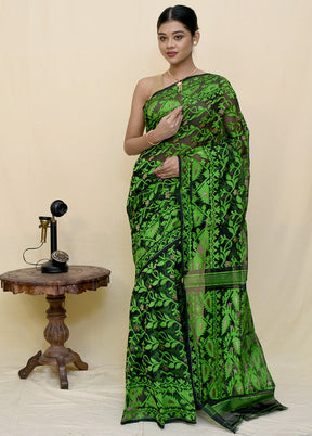 Green Woven Tant Jamdani Saree Without Blouse - Indian Silk House Agencies