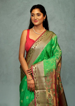 Green Kanjivaram Silk Saree With Blouse Piece - Indian Silk House Agencies