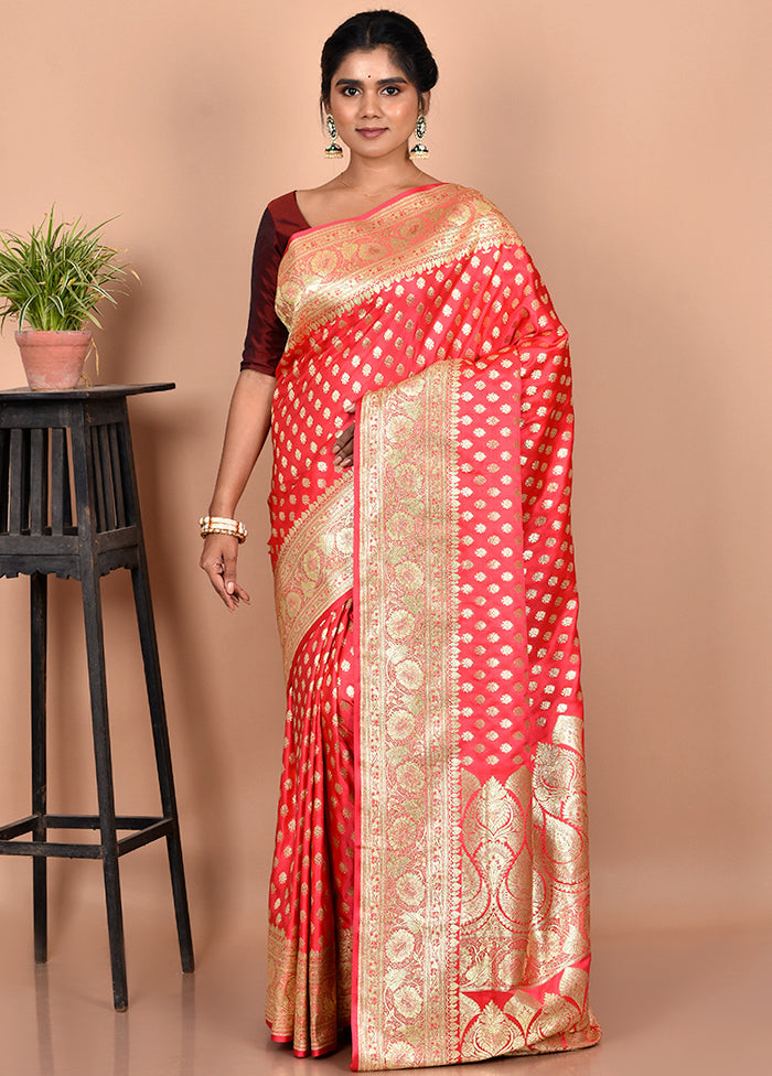 Pink Banarasi Silk Saree With Blouse Piece - Indian Silk House Agencies