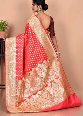 Pink Banarasi Silk Saree With Blouse Piece - Indian Silk House Agencies