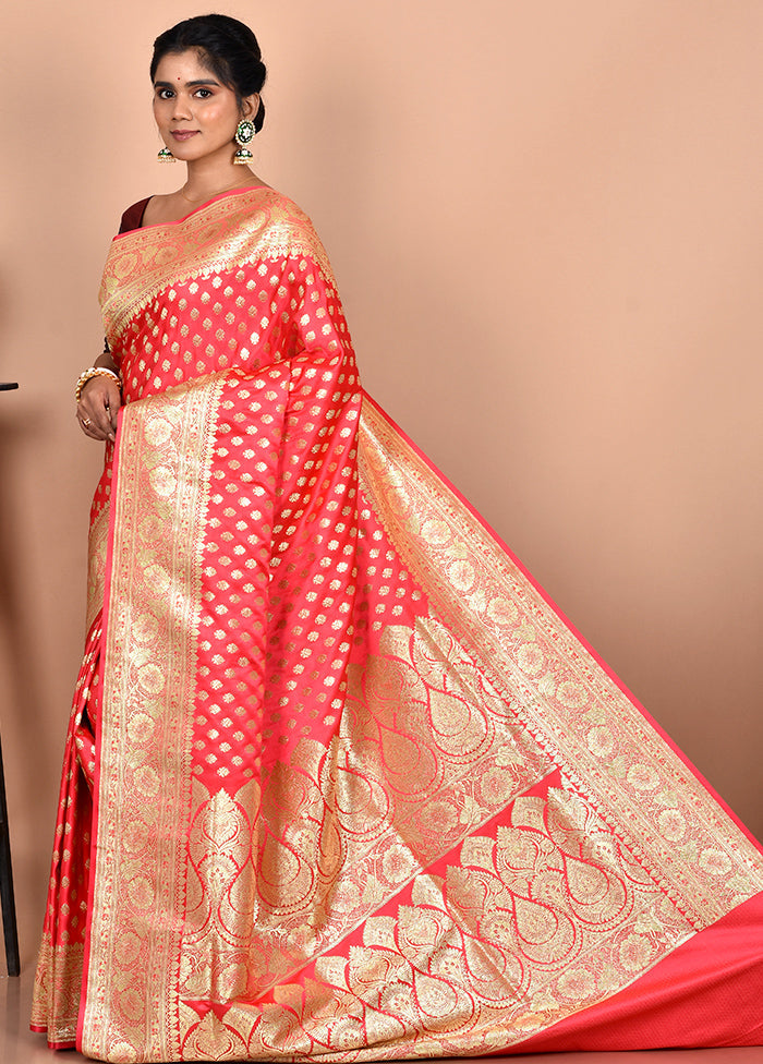 Pink Banarasi Silk Saree With Blouse Piece - Indian Silk House Agencies