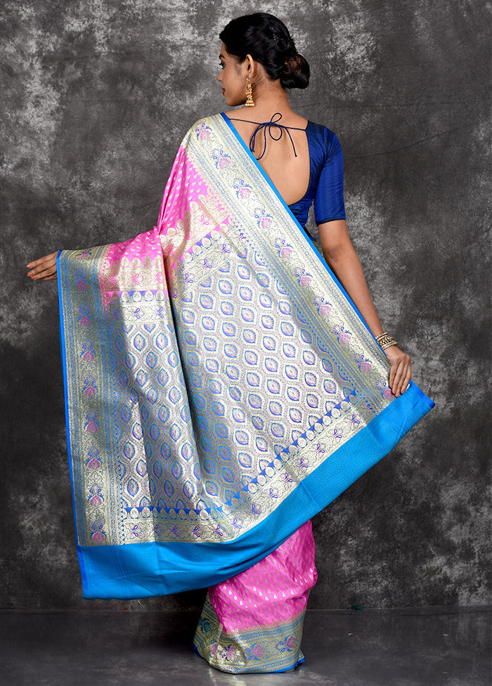 Pink Patli Pallu Banarasi Silk Saree With Blouse Piece - Indian Silk House Agencies