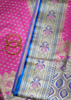 Pink Patli Pallu Banarasi Silk Saree With Blouse Piece - Indian Silk House Agencies