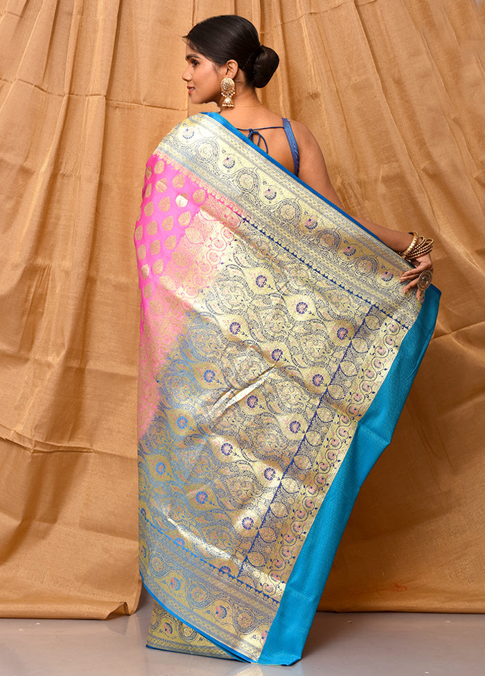 Pink Patli Pallu Banarasi Silk Saree With Blouse Piece - Indian Silk House Agencies