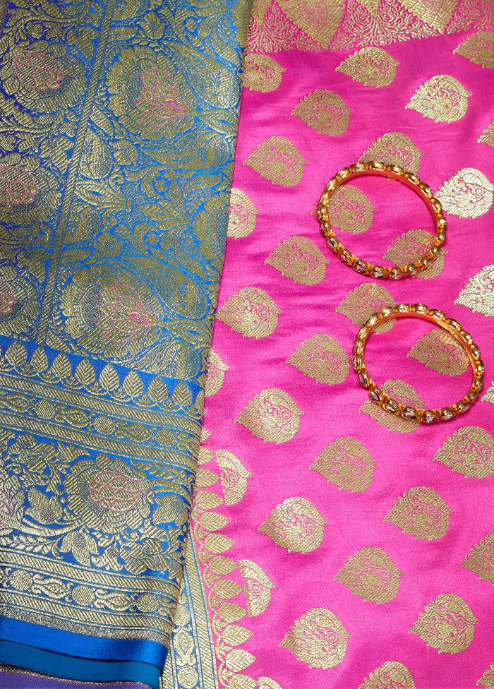 Pink Patli Pallu Banarasi Silk Saree With Blouse Piece - Indian Silk House Agencies