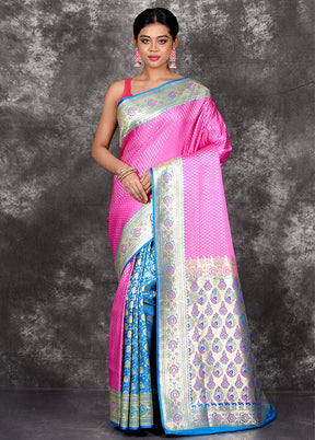 Pink Patli Pallu Banarasi Silk Saree With Blouse Piece - Indian Silk House Agencies