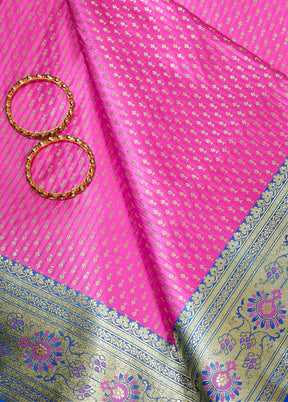 Pink Patli Pallu Banarasi Silk Saree With Blouse Piece - Indian Silk House Agencies