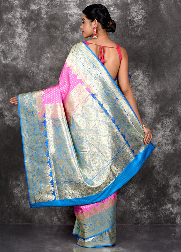 Pink Patli Pallu Banarasi Silk Saree With Blouse Piece - Indian Silk House Agencies