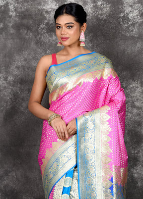 Pink Patli Pallu Banarasi Silk Saree With Blouse Piece - Indian Silk House Agencies