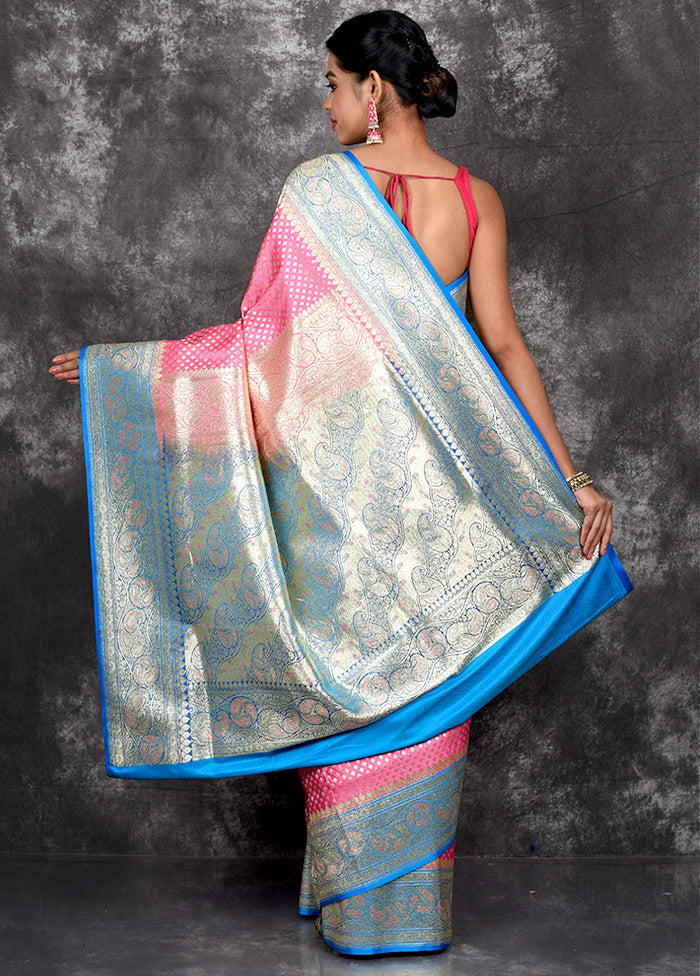 Pink Banarasi Silk Saree With Blouse Piece - Indian Silk House Agencies