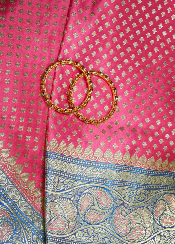 Pink Banarasi Silk Saree With Blouse Piece - Indian Silk House Agencies