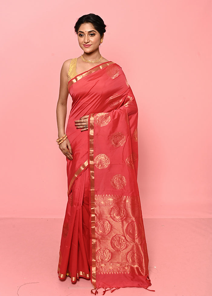 Cream Kanjivaram Silk Saree With Blouse Piece - Indian Silk House Agencies