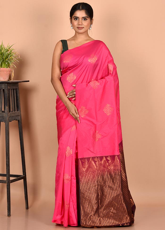 Pink Kanjivaram Silk Saree With Blouse Piece - Indian Silk House Agencies