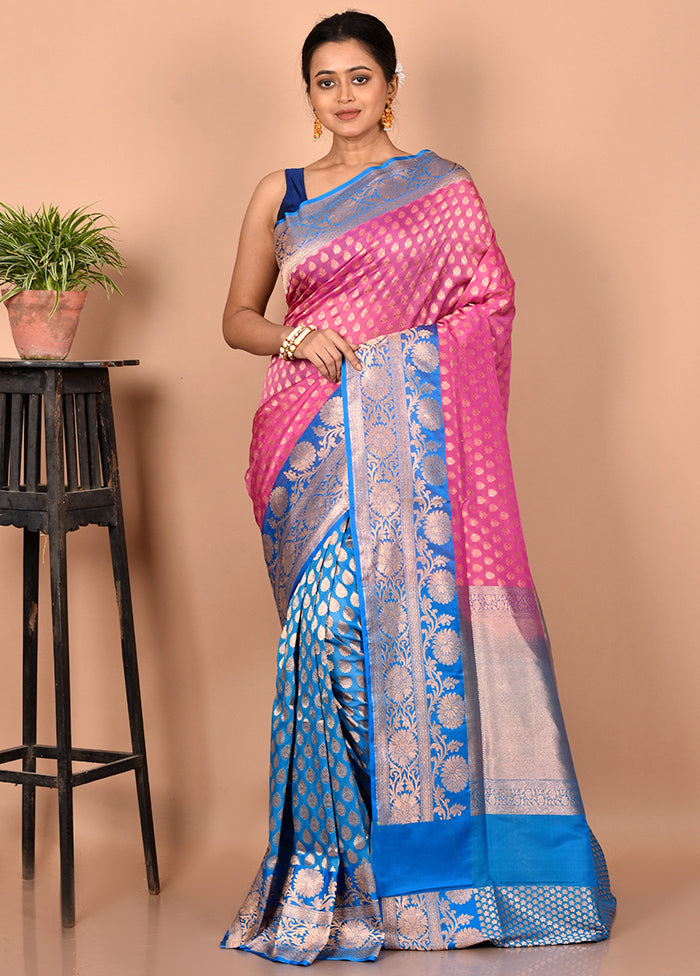 Pink Uppada Silk Saree With Blouse Piece - Indian Silk House Agencies