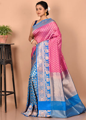 Pink Uppada Silk Saree With Blouse Piece - Indian Silk House Agencies