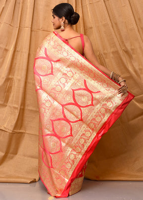 Pink Banarasi Silk Saree With Blouse Piece - Indian Silk House Agencies