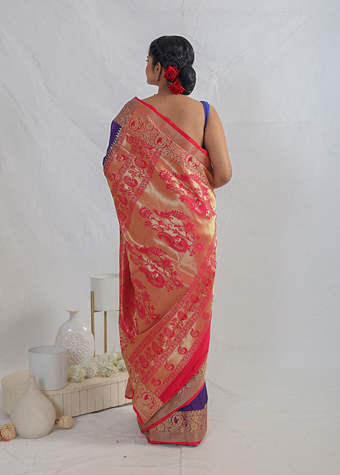 Purple Kanjivaram Silk Saree With Blouse Piece - Indian Silk House Agencies