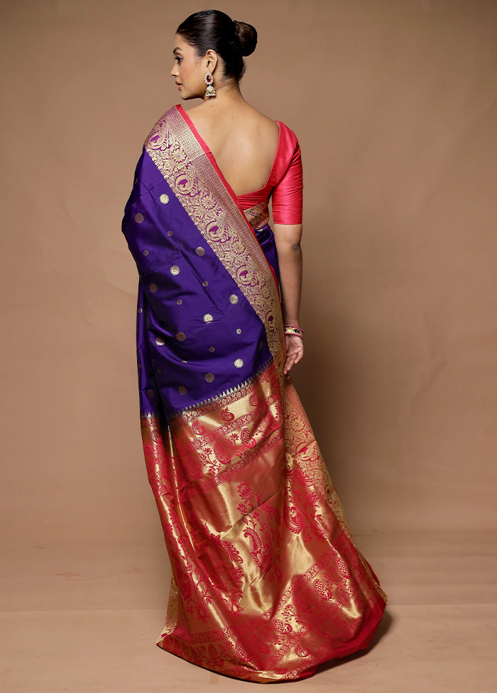 Blue Kanjivaram Silk Saree With Blouse Piece