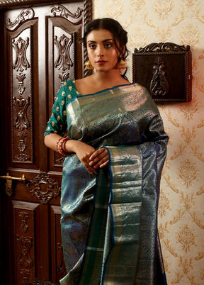 Green Kanchipuram Pure Silk Saree With Blouse Piece - Indian Silk House Agencies