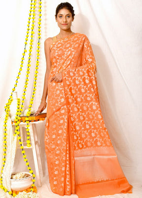 Orange Cotton Saree With Blouse - Indian Silk House Agencies