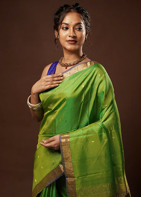 Green Kanjivaram Pure Silk Saree With Blouse Piece - Indian Silk House Agencies