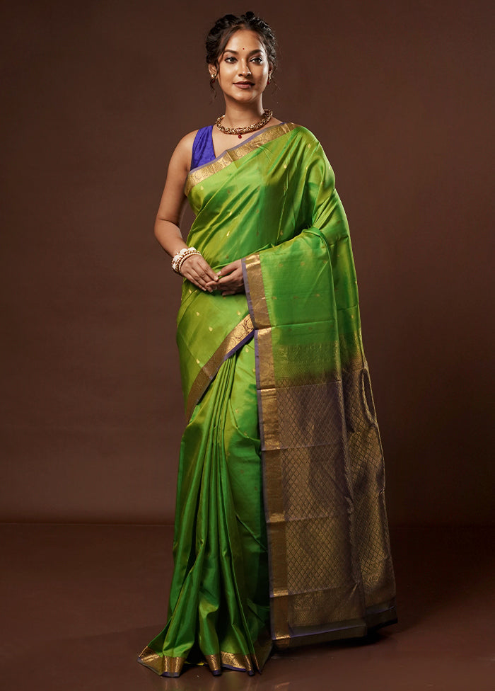 Green Kanjivaram Pure Silk Saree With Blouse Piece - Indian Silk House Agencies