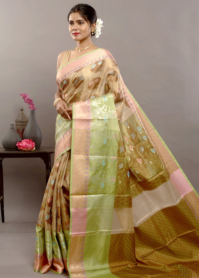 Cream Kora Silk Saree With Blouse - Indian Silk House Agencies