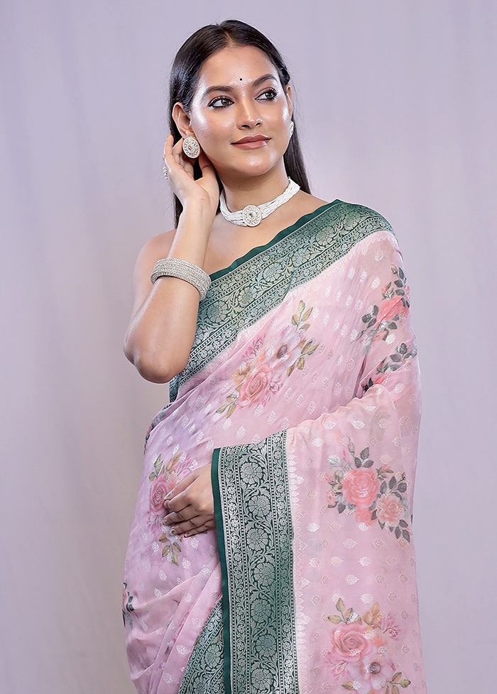 Pink Georgette Saree With Blouse Piece - Indian Silk House Agencies