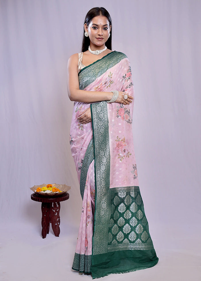 Pink Georgette Saree With Blouse Piece - Indian Silk House Agencies