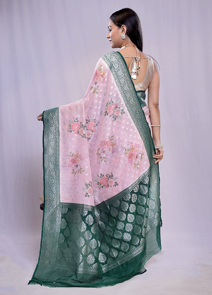 Pink Georgette Saree With Blouse Piece - Indian Silk House Agencies