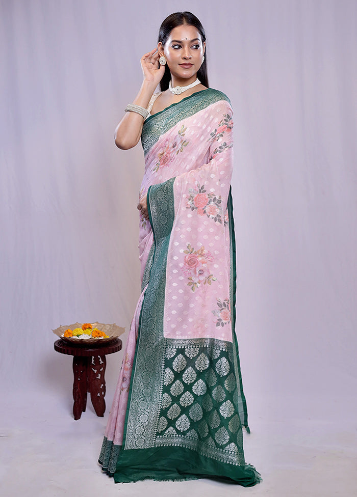 Pink Georgette Saree With Blouse Piece - Indian Silk House Agencies