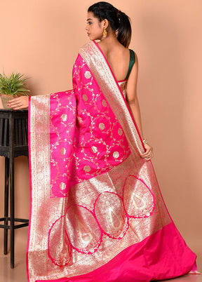 Pink Banarasi Silk Saree With Blouse Piece - Indian Silk House Agencies