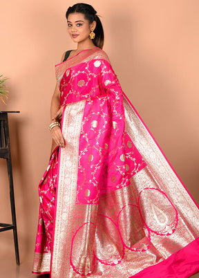 Pink Banarasi Silk Saree With Blouse Piece - Indian Silk House Agencies