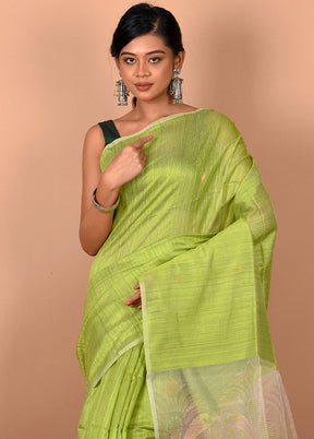 Green Pure Matka Silk Saree With Blouse Piece - Indian Silk House Agencies