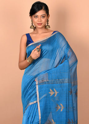 Blue Matka Silk Saree With Blouse Piece - Indian Silk House Agencies