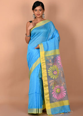 Blue Matka Silk Saree With Blouse Piece - Indian Silk House Agencies