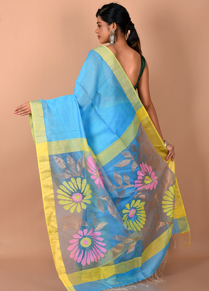 Blue Matka Silk Saree With Blouse Piece - Indian Silk House Agencies