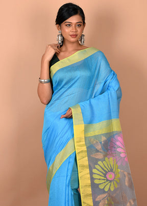 Blue Matka Silk Saree With Blouse Piece - Indian Silk House Agencies