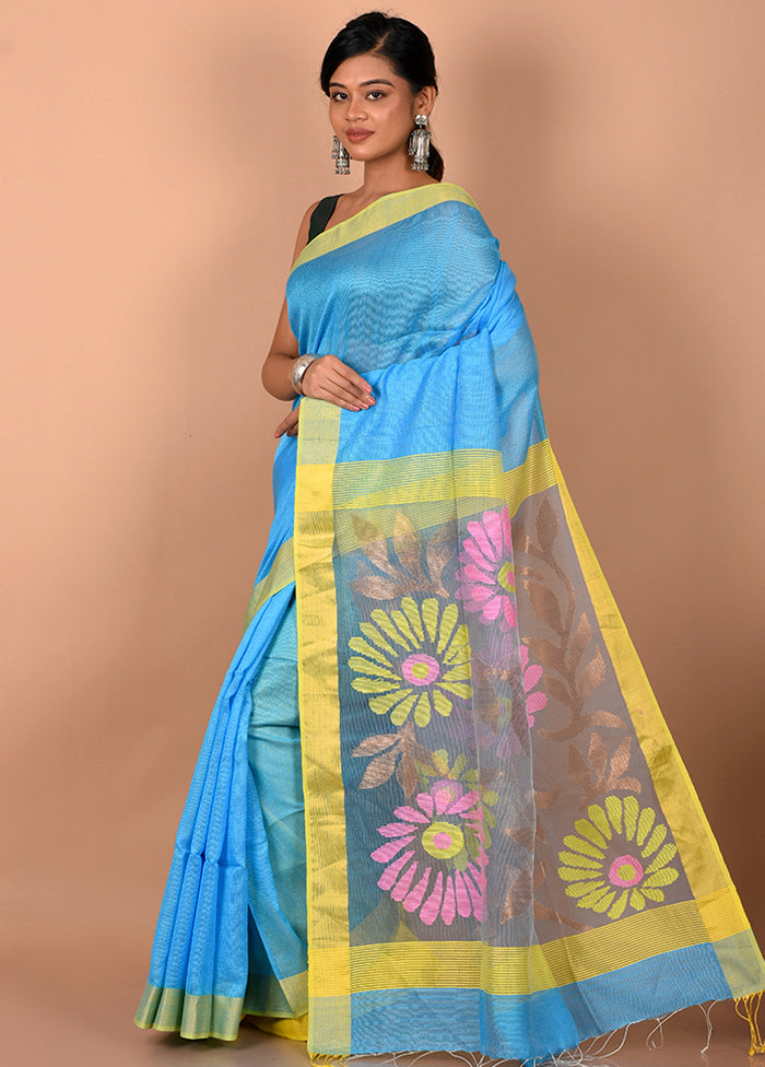 Blue Matka Silk Saree With Blouse Piece - Indian Silk House Agencies